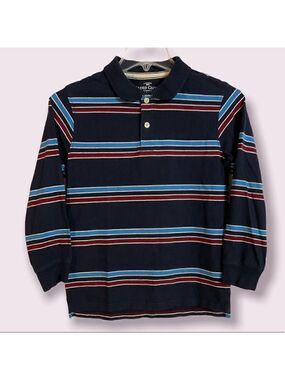 Faded Glory Boys Long Sleeve Collared Striped Tee Shirt